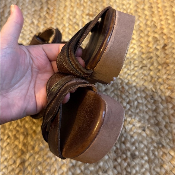 Bed Stu 7.5 Brown Leather Ankle Strap Platform Sandal Shos - Picture 5 of 7